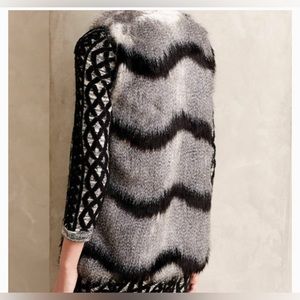 Anthropology Ostrich Stripe Faux Fur Vest by Elvenses